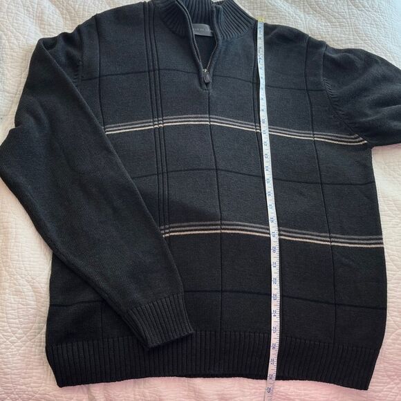 Oscar de la Renta 1/4 Zip Cotton Knit Sweater Men XL Mock Neck Gray Grandpa - Picture 8 of 9